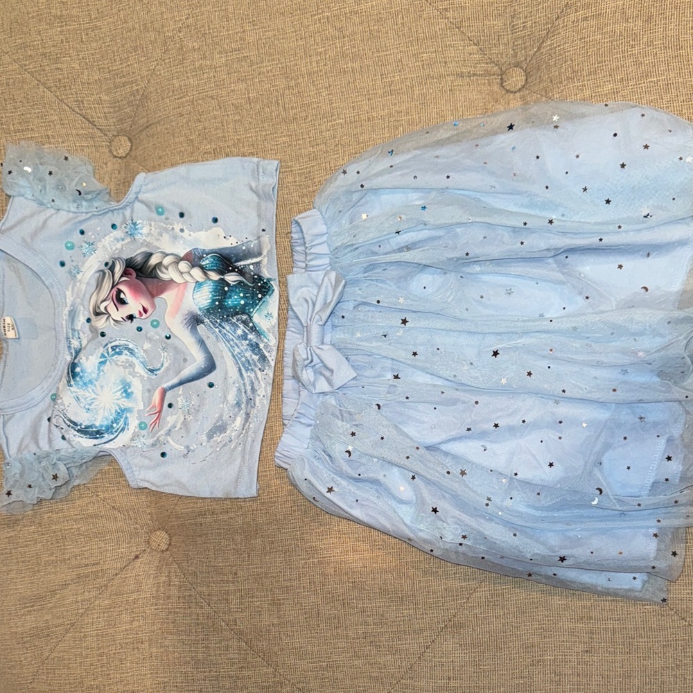 Frozen and Princess Kids Top and Skirt sets - Blue and Pink - Picture 5 of 7
